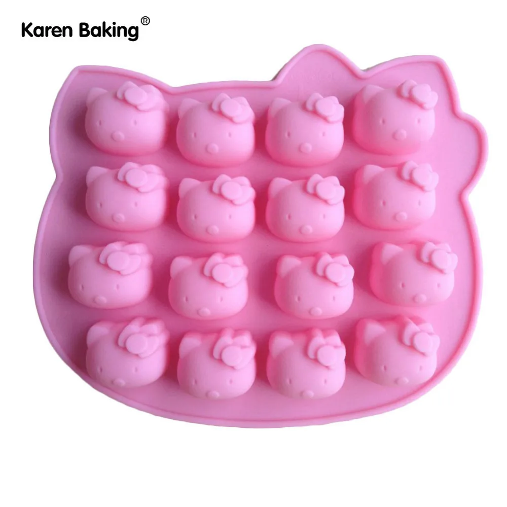 1PCS Pink Hello kitty Shape Fondant Cake Pan Silicone Mold Sugar Craft