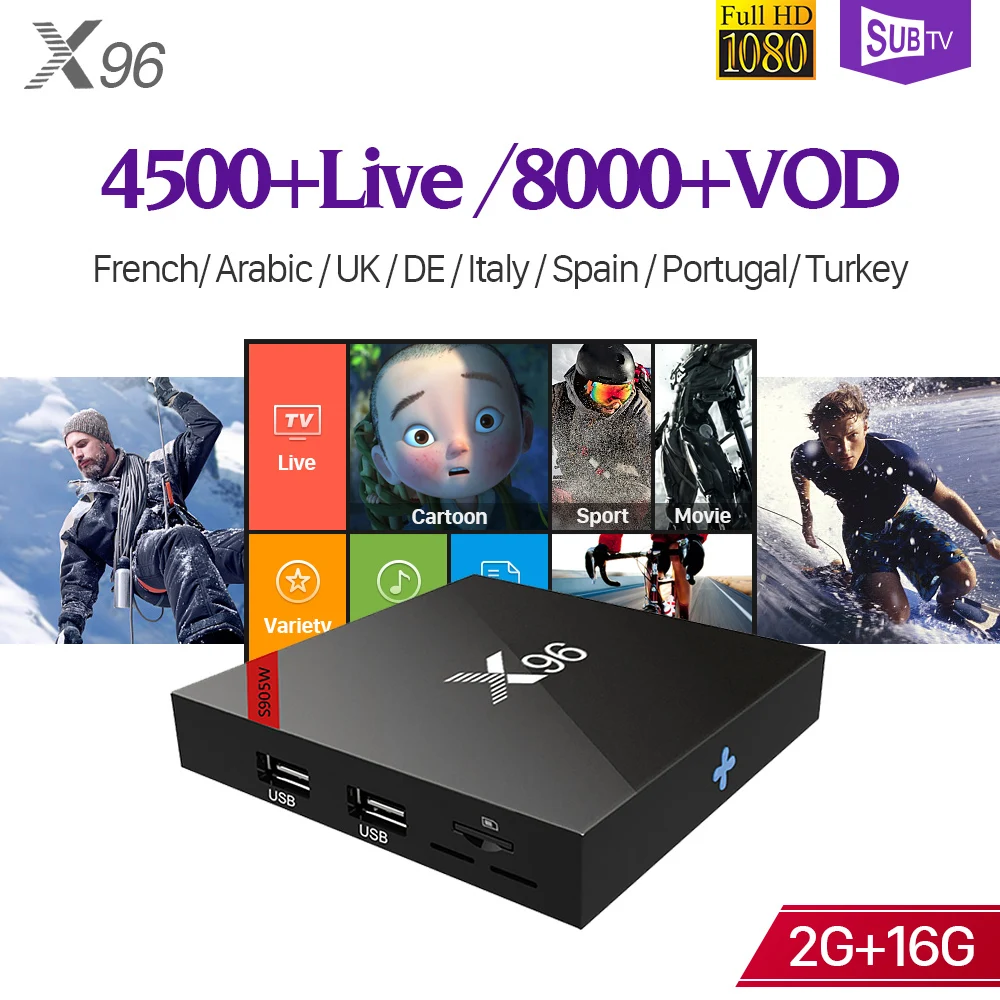 

X96 Android 7.1 2G16G IPTV Box 4K HD Stable SUBTV IPTV Subscription 4500 Channels France Arabic Turkey UK Portugal Canada Italia