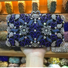 Женский бриллиантовый синий вечерний роскошный ридикюль Кристалл женский клатч XIYUAN вечерние сумки невесты свадебные серебряные pochette вечерние сумки