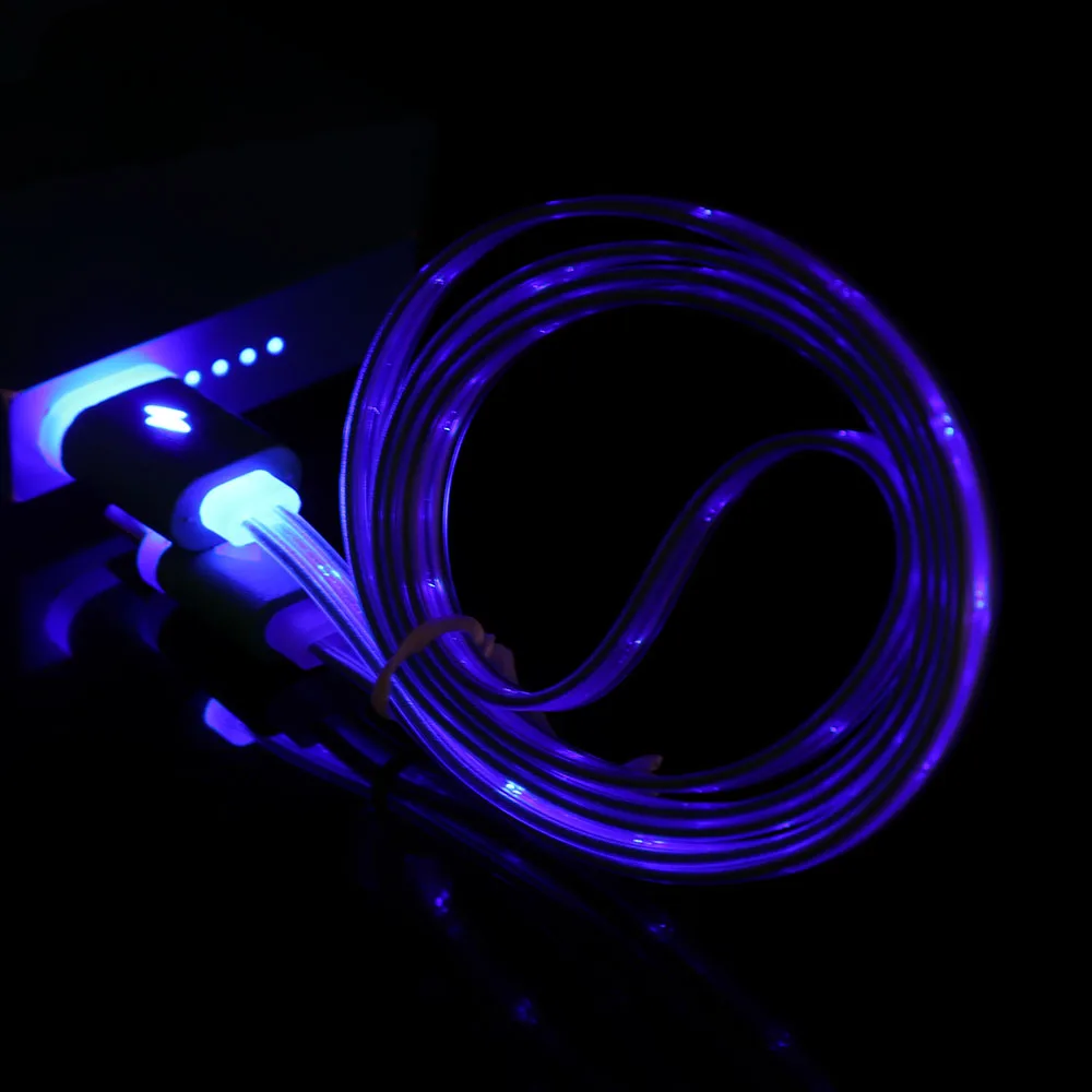 1 шт. новый модный цветной светодиодный кабель Micro USB видимый светильник для