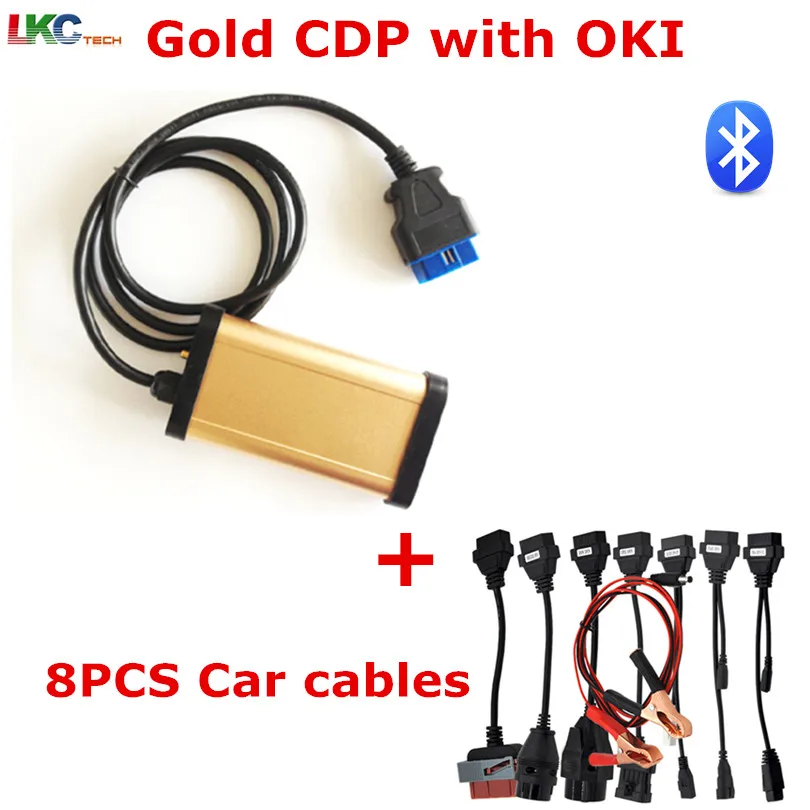 2018 Best Gold TCS CDP With bluetooth + OKI chip Newest TCS CDP Pro + Full set 8 car cables auto diagnostic tool OBD2 Scanner 2018 Best Gold TCS CDP With bluetooth + OKI chip Newest TCS CDP Pro + Full set 8 car cables auto diagnostic tool OBD2 Scanner