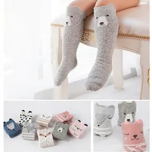 2018 Animal Socks Kids Anti Slip Cute Baby Socks Long Cotton Fox Cat Boys Girls Leg