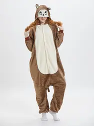 Фланель коричневый обезьяна Onesie для взрослых животных человек для женщин пижамы фланелевые теплые мягкие зимние комбинезон п