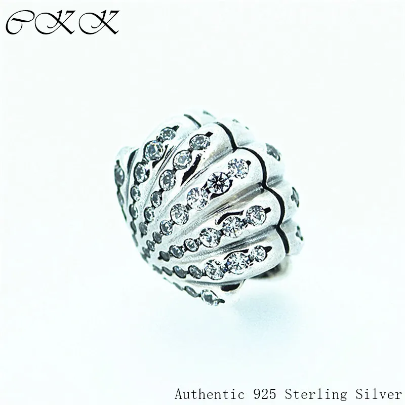 

Authentic 925 Sterling Silver Ariel shell Beads With Clear CZ for Jewelry Making Fit Bracelets DIY Fine Jewelry PF184
