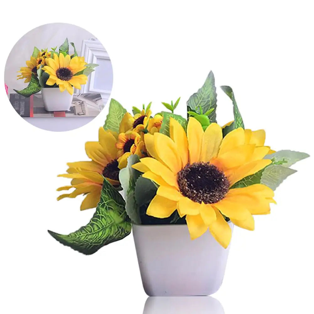 

Artificial Flower Set Artificial Sunflower Shelf Window Ornaments Silk Flower Small Potted Plant Wedding Home Decoration