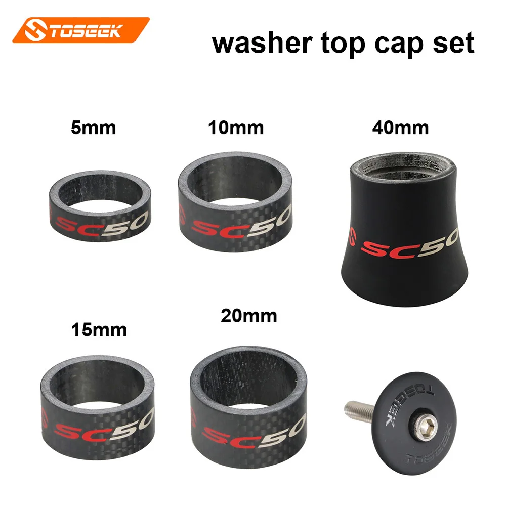 Toseek Road Bicycle Headset Spacer Carbon Fiber 1 1/8" Mtb Bike Fork