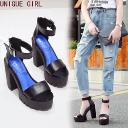Женские туфли-лодочки, коллекция 2019 года, летние сандалии для женщин, сандалии на толстом каблуке, женская повседневная обувь на платформе