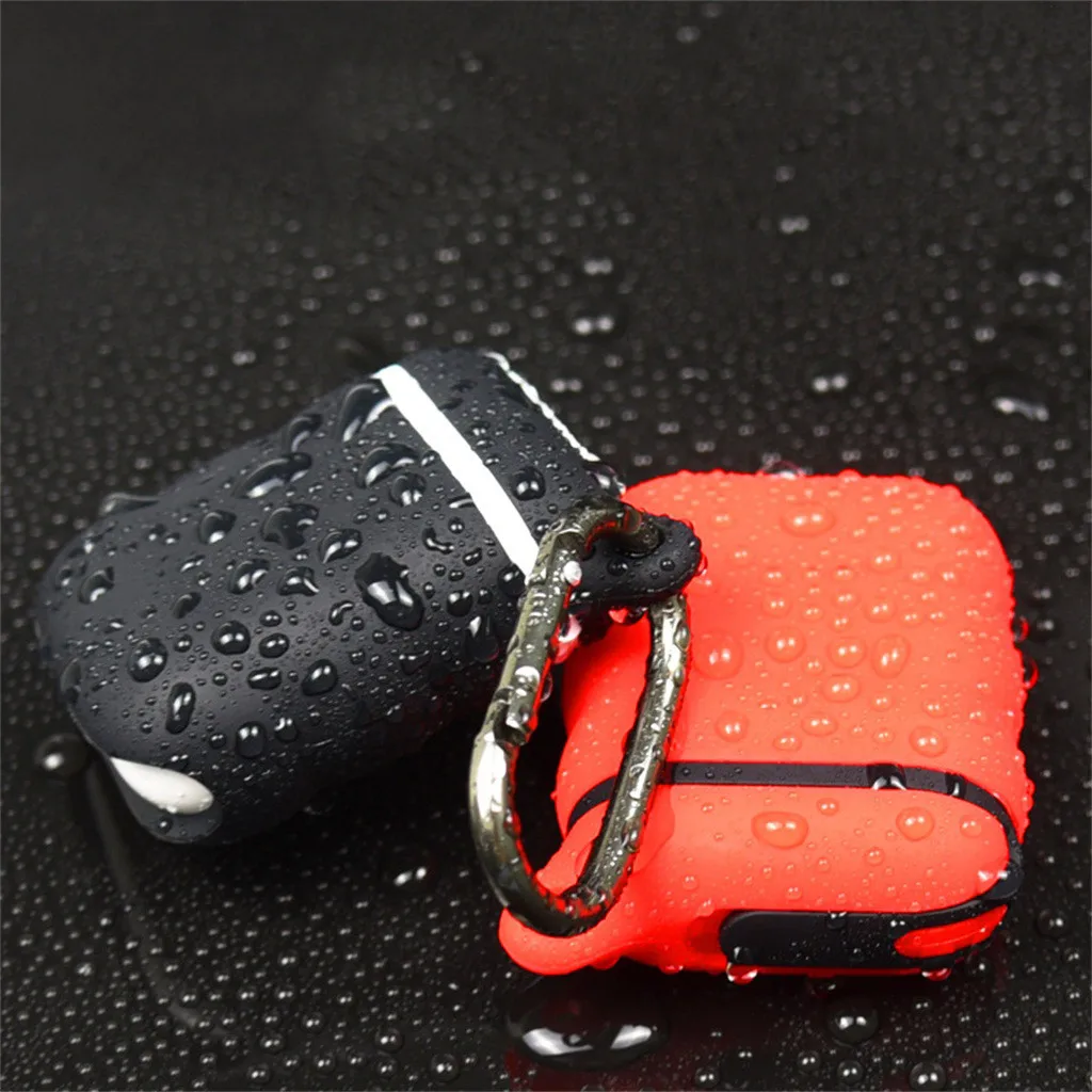 Waterproof For AirPods Silicone Case Cover Protective Silicone Anti-lost Protective Cover Skin Case For Apple Air Pods