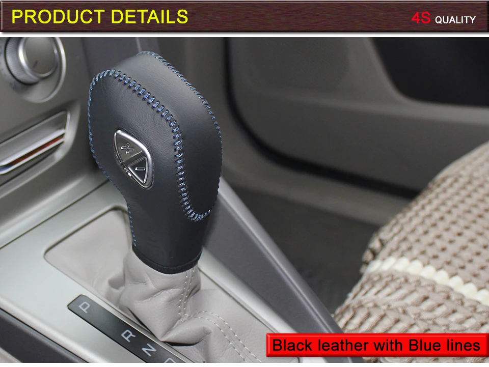 Чехол-редуктор для Ford Focus KUGA, автоматический рычаг переключения передач, Ручное шитье, автостайлинг, сделай сам, чехол для переключения передач, натуральная кожа, черный цвет