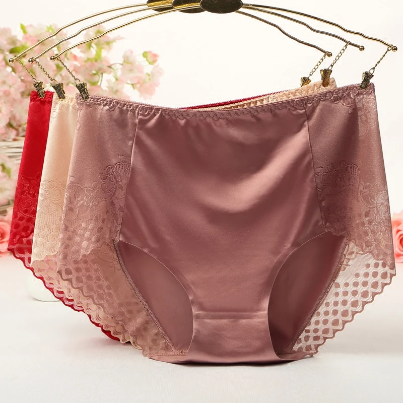 2018 Plus Size Knickers Fashion Women Underwear Sexy Lace Satin Luxury 