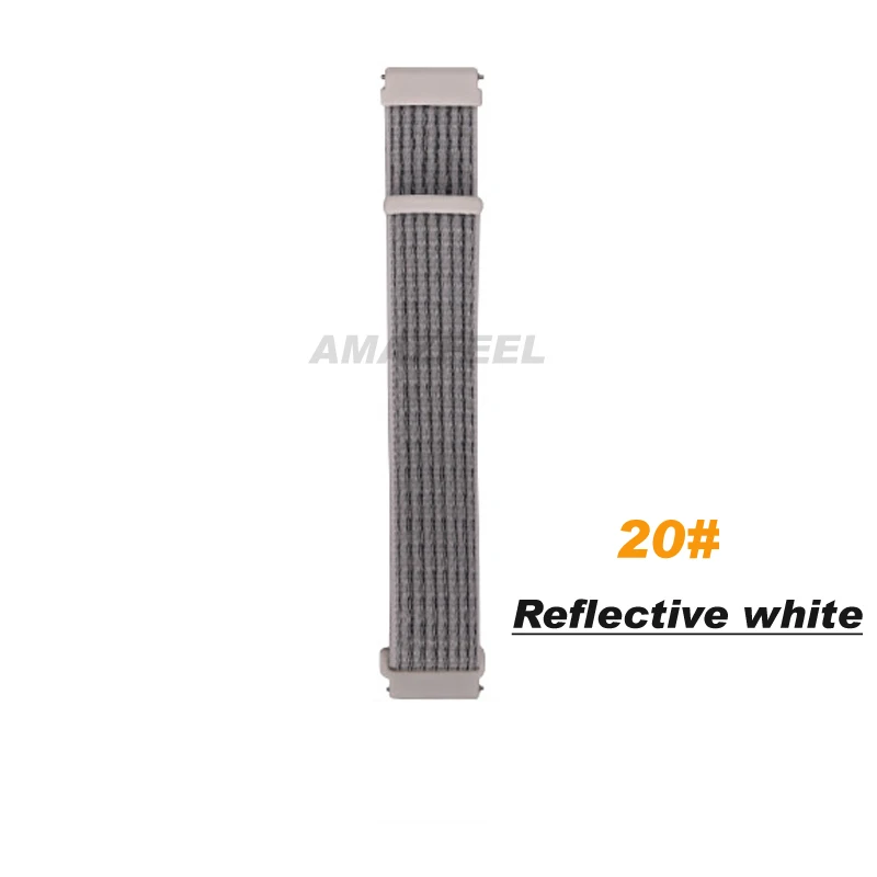 Спортивный нейлоновый ремешок для Amazfit ремешок Bip браслет для huawei Watch GT Honor Magic для Huami Amazfit Pace Stratos 2 GTS GTR 47 мм - Цвет: 20.reflective white