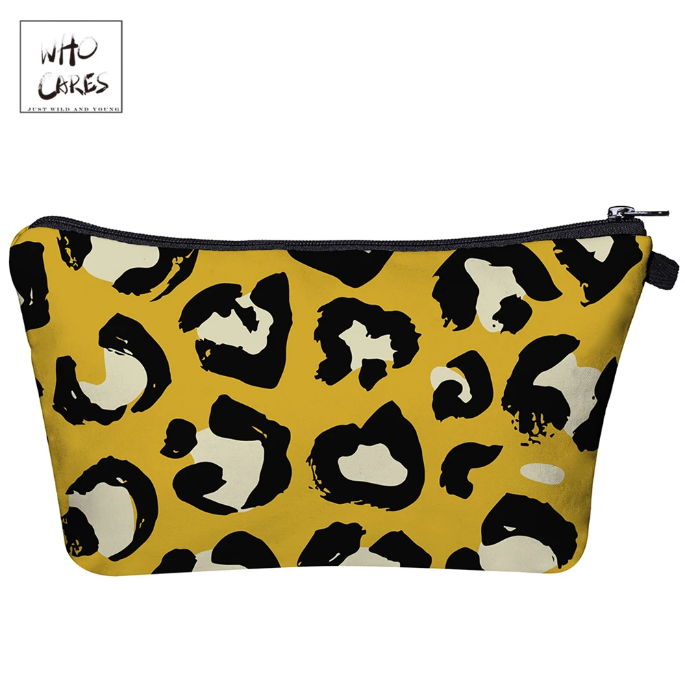 

WHO CARES Cartoon leopard print 3D Printing Makeup Bags Fashion Cosmetic Organizer Bag Travel Ladies Pouch Women Cosme Bag