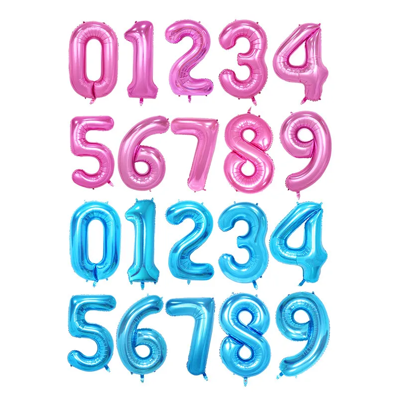 

New 20pcs/lot 40 Inch Candy Color Pink /Blue Number 0-9 Foil Balloons Birthday Party Digital Balloon Wedding Decoration Balloon