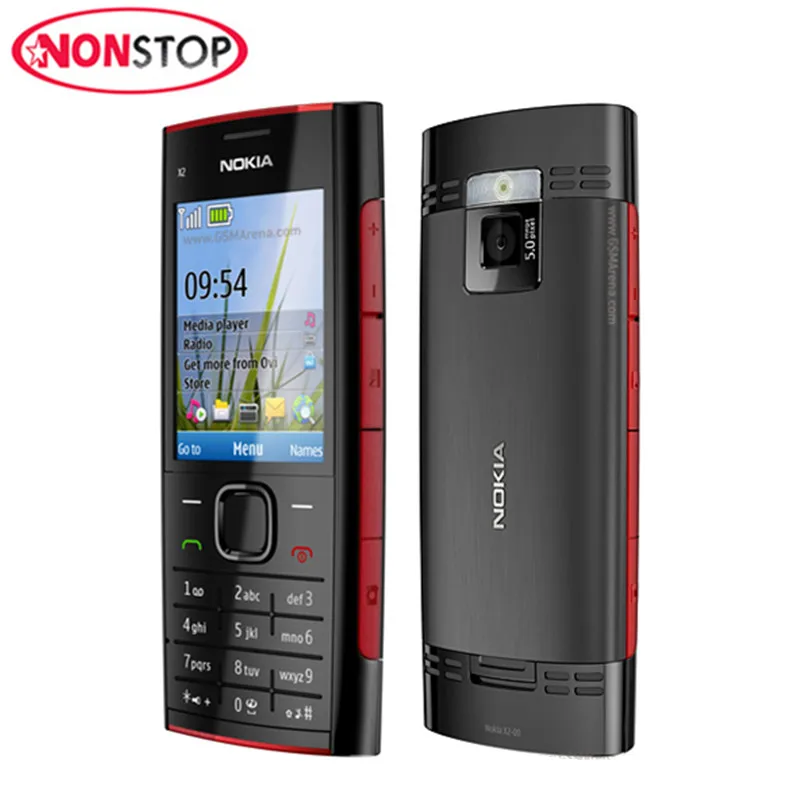 

Original unlocked Nokia X2-00 mobile phone 5.0MP Camera Bluetooth FM MP3 MP4 player x2 cheap cell phone