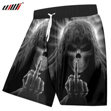 UJWI, летние мужские шорты с 3d принтом черепа смерти, мужская спортивная одежда в стиле хип-хоп, повседневные шорты с эластичной резинкой на талии, Полиэстеровые боксеры и брюки