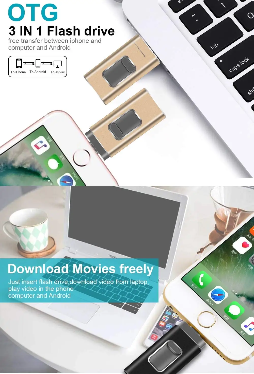 Флеш накопитель для iPhone флеш 3 в 1 OTG USB 0 256 ГБ карта памяти совместимая с Apple iPad PC|USB