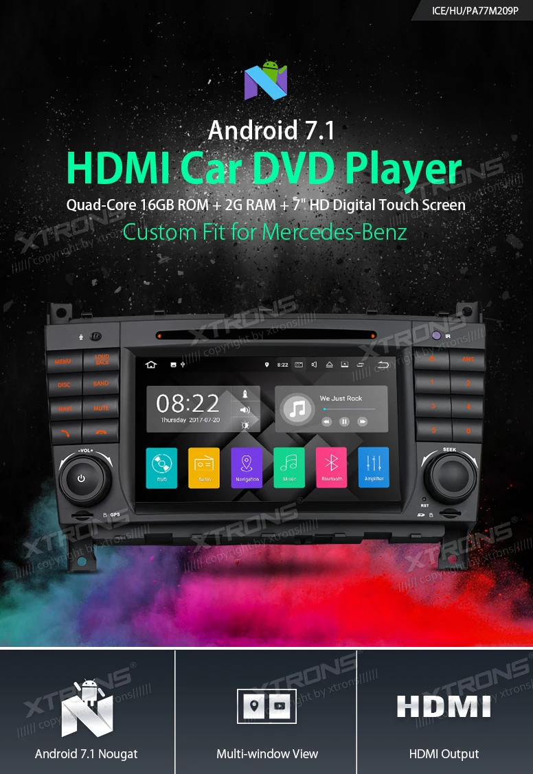 Discount XTRONS 2 Din 7" HD Android 7.1 Radio GPS HDMI Car DVD Player for Mercedes Benz W209 W203 C180 C200 C220 C230 C240 C250 C270 W463 0