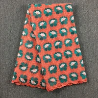 Швейцарские кружева 095 Высокое качество Африканский хлопчатобумажная вуаль кружевная ткань для Свадебная вечеринка платье - Цвет: coral teal