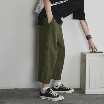

2019 Summer New Couple Korean Version Of Harlan Wild Trend Straight Nine Points Youth Simple Loose Casual Pants