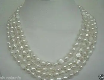 

Free shipping@@@@@65'' south sea baroque white cream pearl necklace