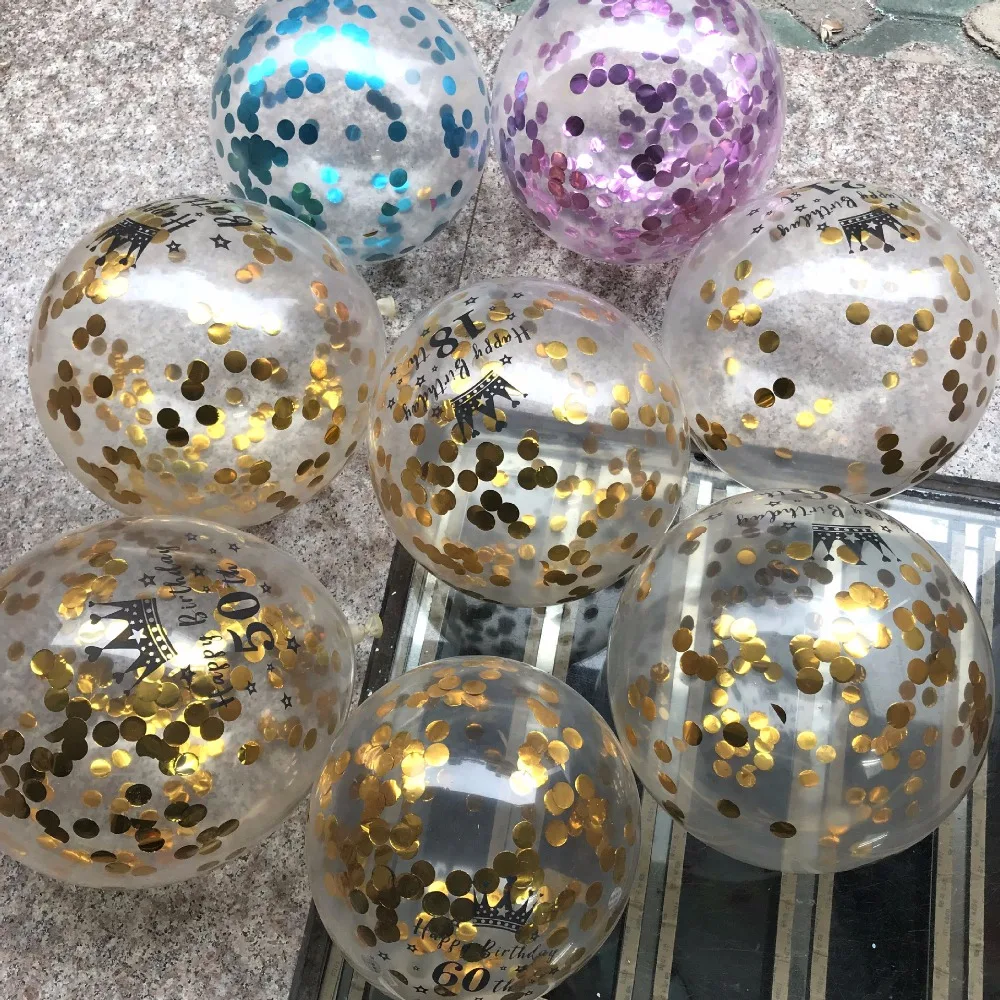 

5pc Happy Birthday 60 50 40 30 18 21 Years Birthday Balloon Number Confetti Air Balloons Figure Baloons Party Decoration Adult