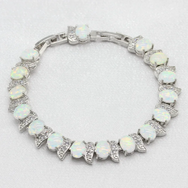 925 серебряный белый опал браслеты ювелирные изделия для женщин вечерние Подарочная коробка WPAITKYS