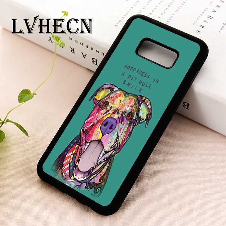 

LvheCn TPU Skin phone case cover for Samsung Galaxy S5 S6 S7 S8 S9 S10 EDGE PLUS S10e lite Note 5 8 9 Pit Bull Smile Animal