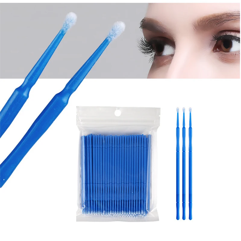 VVHUDA Disposable Micro Brushes 100 Pcs Eyelash Wands Extensions Lint