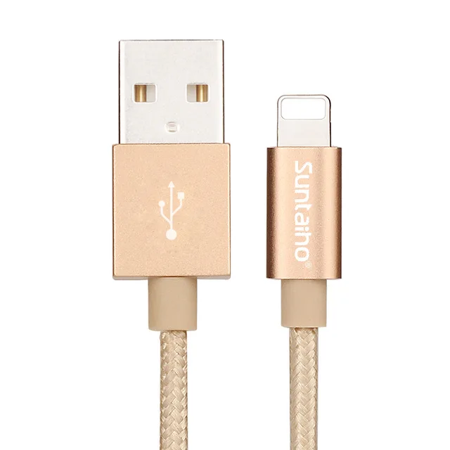 Упаковка из 10 шт. Suntaiho для iPhone X USB кабель для передачи данных, кабель для быстрой Зарядное устройство кабель для передачи данных для iPhone 6 5 s 8 7 Se Nylone тесьмой в количестве 1/2/3 м кабель для мобильного телефона - Цвет: Champagne gold