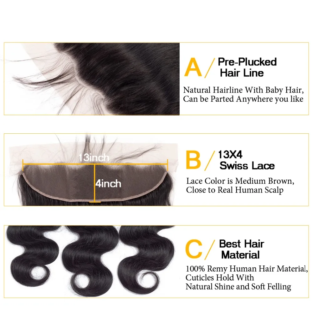 QT Hair Brazilian Body Wave 3 Bundles With Frontal Closure Brazilian Hair Weave Bundles With Frontal 13x4 Remy Hair Extension