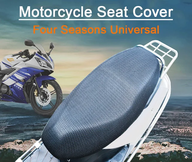  uxcell XL 3D - Funda de asiento de ciclomotor de motocicleta  transpirable con malla, color negro y azul : Automotriz