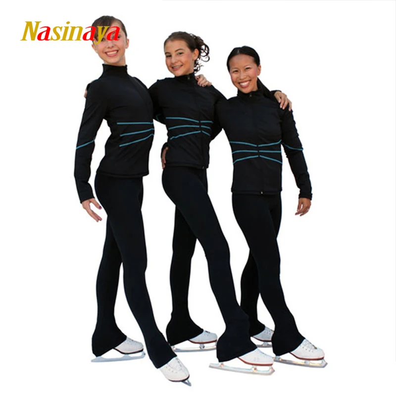 Индивидуальные рисунок костюмы для фигурного катания куртка и брюки длинные брюки для девочек Для женщин Training Patinaje Катание на коньках