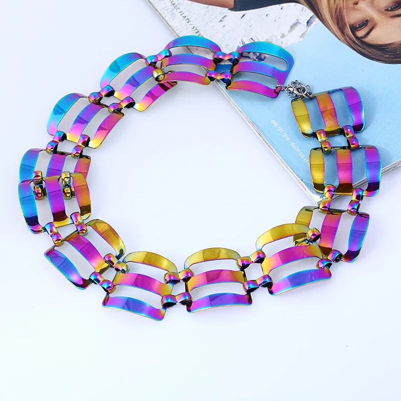 Liuxsp Макси панк металлическое колье, ожерелье s, новая мода, покрытые кругами, женское полое ожерелье, геормтрическое ювелирное изделие