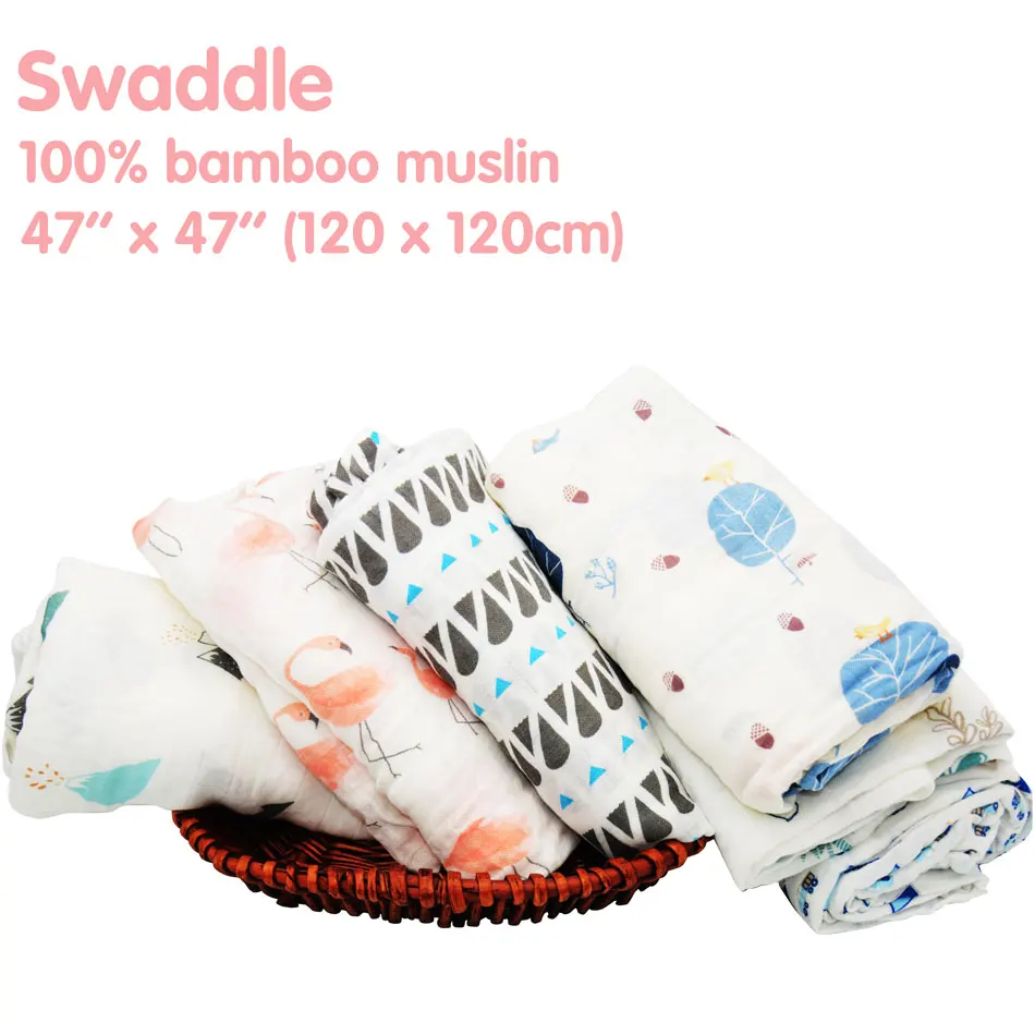 

Miababy Bamboo cotton muslin baby swaddle be used as nursing cover, burp Cloth, play mat or even to shade a stroller