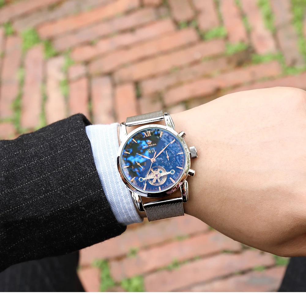 Orkina, мужские часы, механические, Tourbillon, Роскошные, модный бренд, с сетчатым ремешком, мужские спортивные часы, мужские автоматические часы, Relogio Masculino