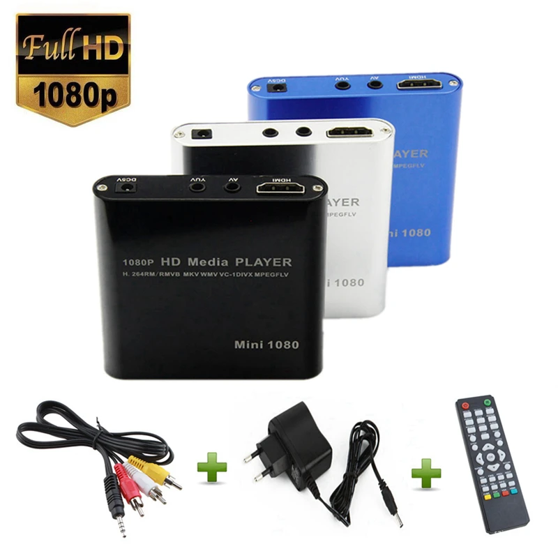 

EU Plug Full HD 1080P Portable USB External Mini HDD Player with SD SDHC MMC Card Reader Host RMVB MKV WMV HDMI Media Player