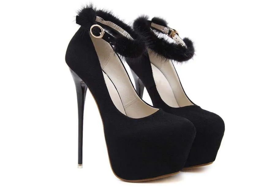2019 New Spring Sexy Gladiator Woman Pumps Patform Heels Party Round Toe Buckle Strap Pumps shoes Black shoes 34-40 Women Shoes