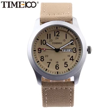 TIME100 Часы Мужчины Кварцевые часы стрелочные Наручные Часы для Путешествия Повседневные Спортивные Часы холст Ремешок Авто Дата