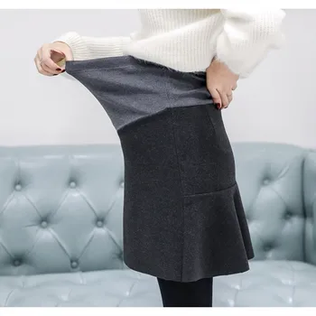 

New Winter Materniry Skirts High Waist Adjustable Skirt Autumn Pregnant Women Pleated Skirt Thick Pregnancy Clothes Fashion
