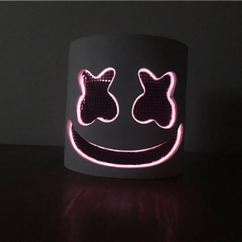 DIY тренд DJ шлем в форме маршмеллоу EVA провод светодиодный Косплей Marshmello Prop для Хэллоуина бара светится в темноте маски для косплея дропшиппинг