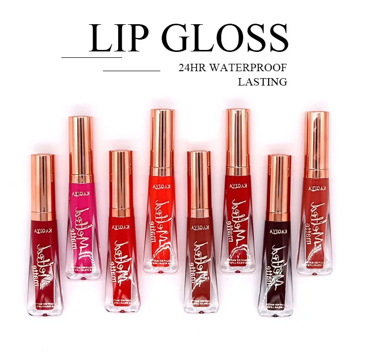 KAQIYA 8 Colors Beauty Makeup Lipgloss Waterproof Long Lasting Matt Lip Gloss Sexy Velvet Pigment Matte Liquid Lipstick Make Up