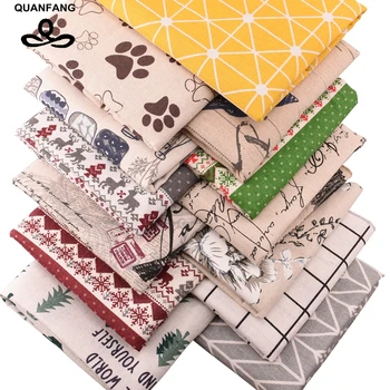 

QUANFANG 13pcs/lot 20x30cm Cotton Linen Fabric For Patchwork Handmade Diy Hometextile Fabrics Cloth Sofa Curtain Bags Cushion