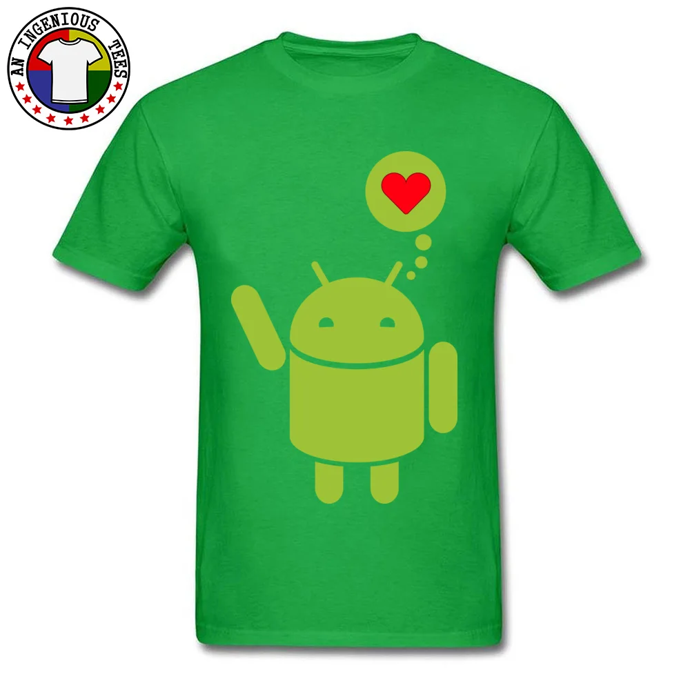 NormalDesign Short Sleeve Tops Shirts Summer Fashion O-Neck Pure Cotton Tee Shirts Male T-Shirt Droid in Love  Droid in Love green