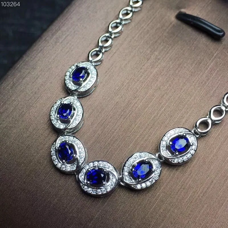 

Браслет с натуральным сапфиром из Шри-Ланки, серебро 925 пробы, регулируемый размер