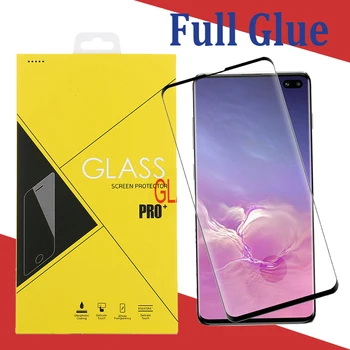 

500pcs Full Glue Coverage Curved Screen Protector Tempered Glass For Samsung S9 S8 Plus Note 9 8 Case Friendly With Yellow Box