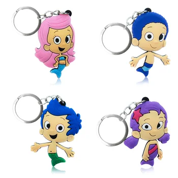 

1PCS Bubble Guppies PVC Keychains Cartoon Figure Key Ring Cute Key Holder Children DIY Toy Pendant Xmas Party Gifts