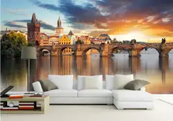 3d обои на заказ росписи Нетканые стикер 3D Европейский River City фон роспись стен фото 3d настенные фрески обои