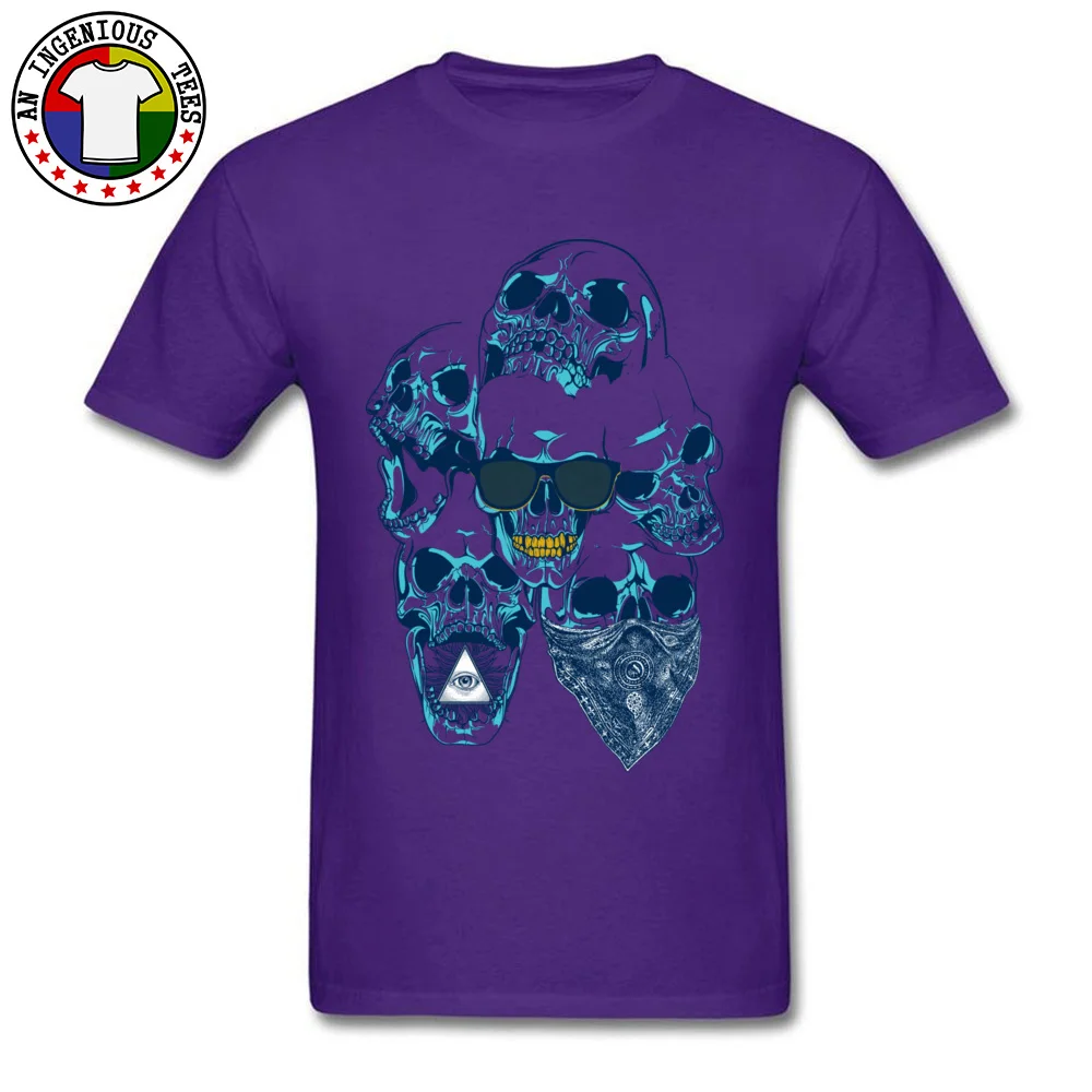 Skull Gangsta Pure Cotton T-Shirt for Men Short Sleeve Cool Tops Shirts 2018 New Fashion Summer Round Neck Tshirts Normal Skull Gangsta purple