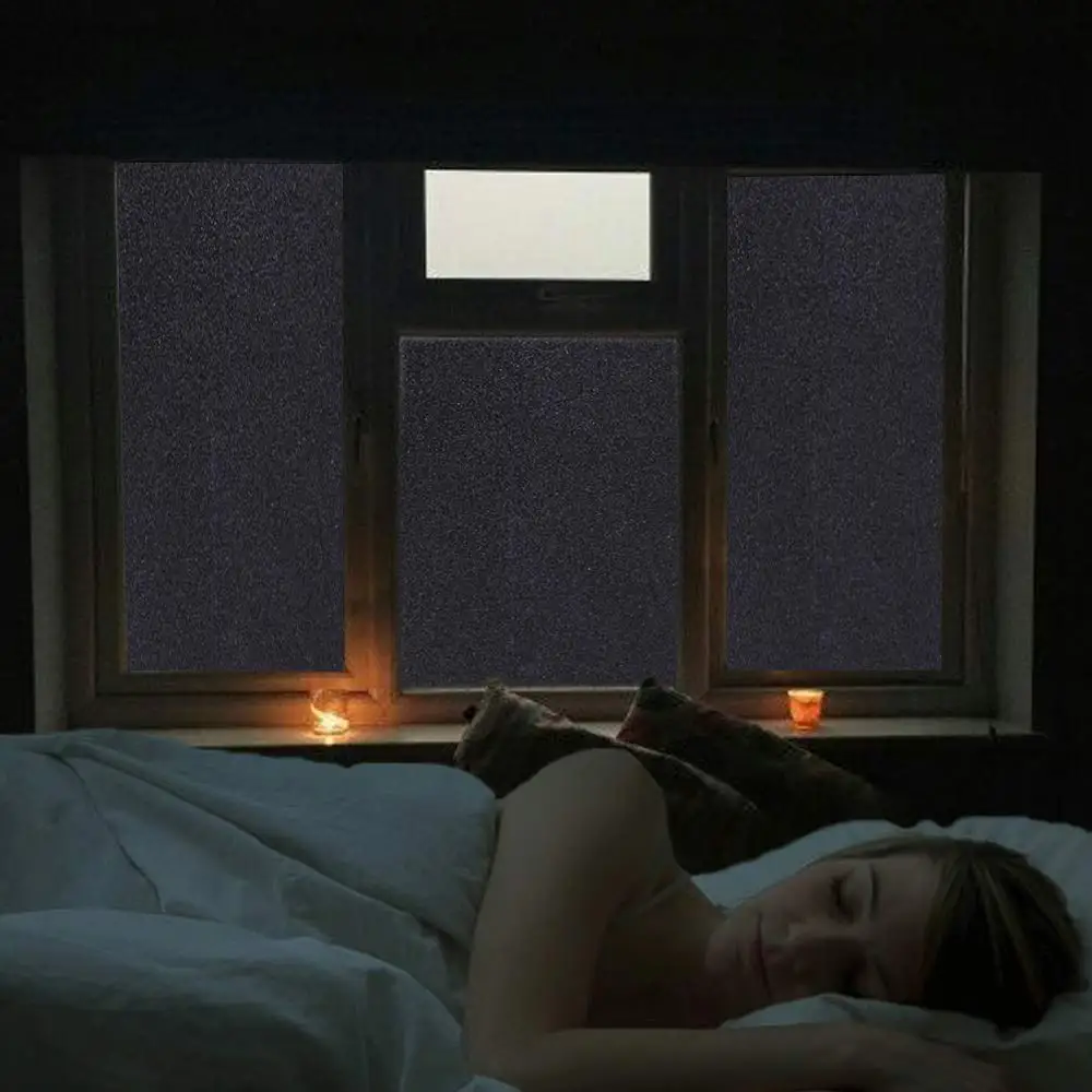 

WXSHSH Blackout Window Film Privacy Window Cling Dark Window Tinting Film Non-Adhesive Window Sticker Light Blocking 60*200 Cm