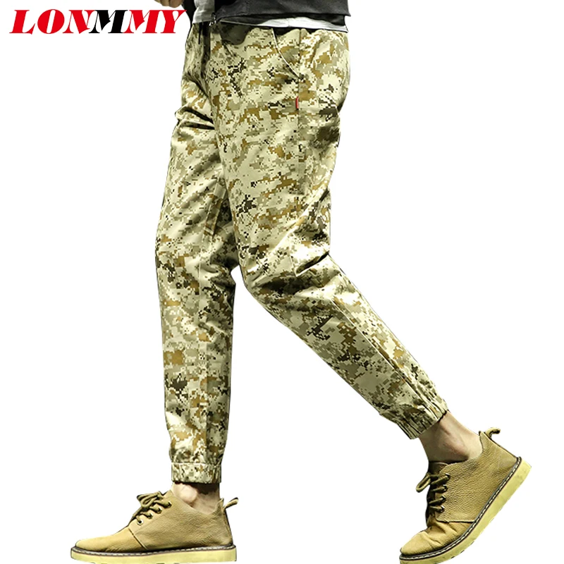 LONMMY 4XL 5XL камуфляжные дамские шаровары для мужчин хлопок хип хоп Уличная штаны-карго мотобрюки армейский зеленый новый 2018 Весна